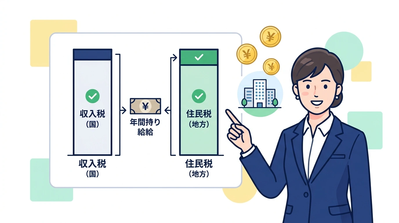 年末調整で決まる所得税と住民税の仕組み！手取り額はどう変わる？のイメージイラスト