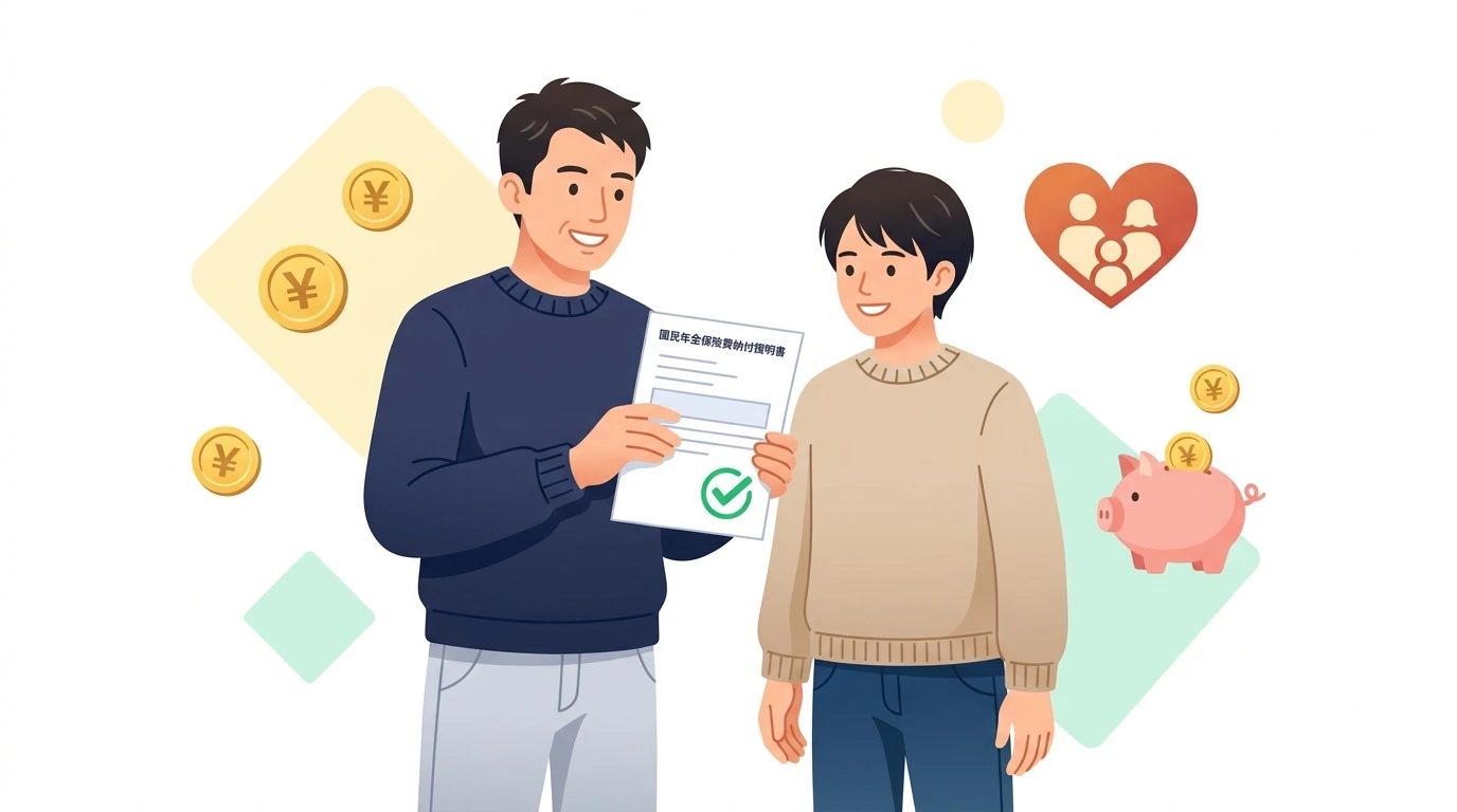 年末調整で家族の国民年金・健康保険を「社会保険料控除」にする書き方のイメージイラスト