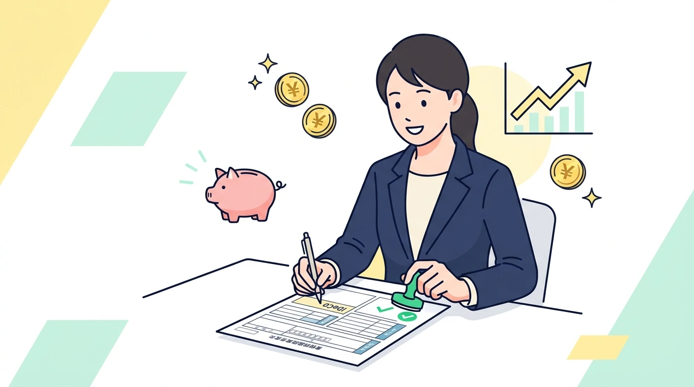 iDeCo（イデコ）は年末調整で節税。小規模企業共済等掛金控除の書き方の完了・申告イメージイラスト