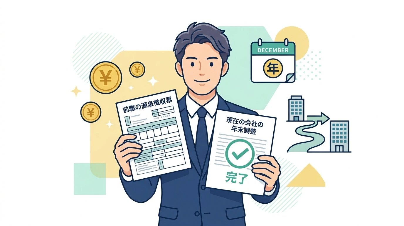 転職した年の年末調整はどうする？前職の源泉徴収票がない・間に合わない時の対処法のイメージイラスト