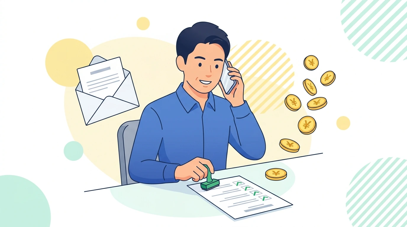 転職した年の年末調整はどうする？前職の源泉徴収票がない・間に合わない時の対処法の完了・申告イメージイラスト
