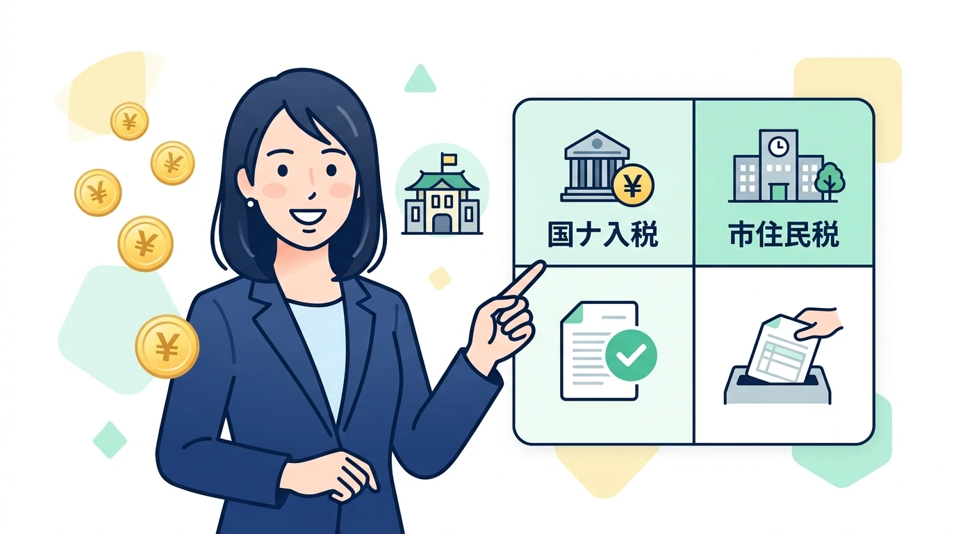 年末調整で副業はバレる?「20万円以下」のルールと確定申告が必要なケースの制度・手続きイメージイラスト