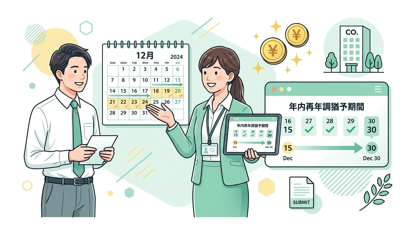 年末調整の提出期限に間に合わない・忘れたらどうなる?手遅れ時の対処法の制度・手続きイメージイラスト