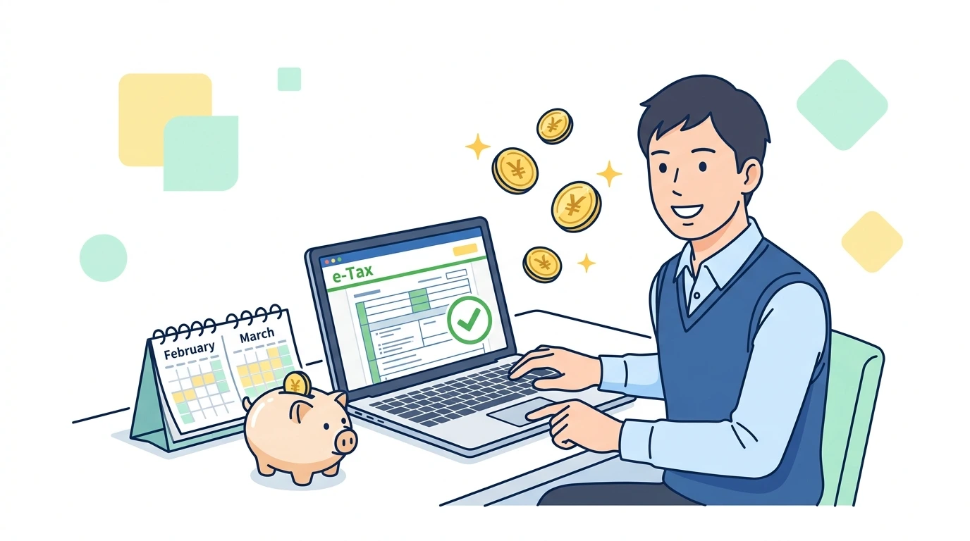 年末調整の提出期限に間に合わない・忘れたらどうなる?手遅れ時の対処法の計算・シミュレーションイメージイラスト
