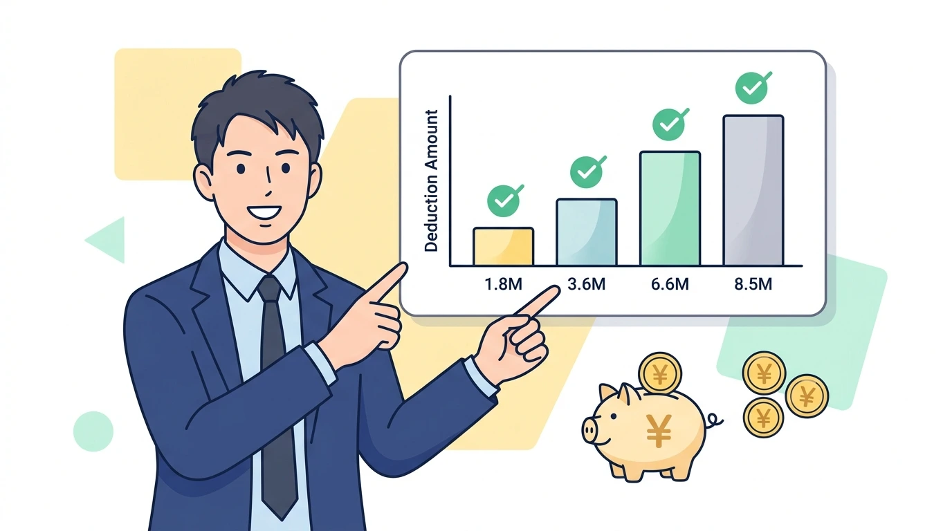 サラリーマンに「経費」はないの?給与所得控除(みなし経費65万〜195万円)の仕組みの計算・シミュレーションイメージイラスト