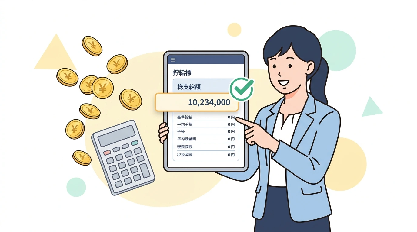 源泉徴収票の「支払金額」「給与所得控除後」「所得控除合計」3大数字の読み解き方の制度・手続きイメージイラスト