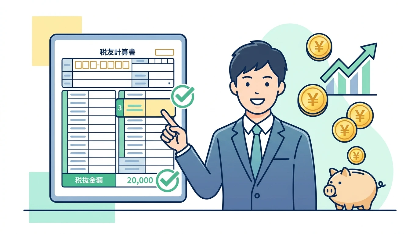 源泉徴収票の「支払金額」「給与所得控除後」「所得控除合計」3大数字の読み解き方の完了・申告イメージイラスト