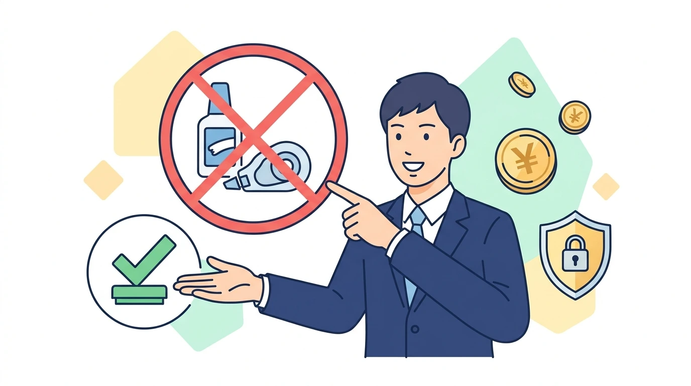 年末調整の書き間違い、二重線と訂正印なしで直す正しい方法の計算・シミュレーションイメージイラスト