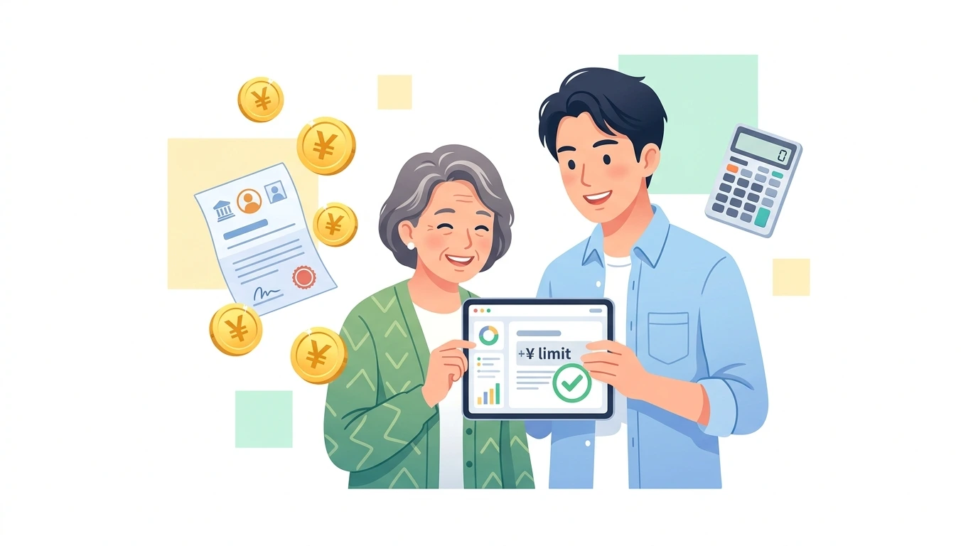 年金生活の親の扶養控除ガイド。65歳未満は118万円、65歳以上は168万円が年収の壁の計算・シミュレーションイメージイラスト