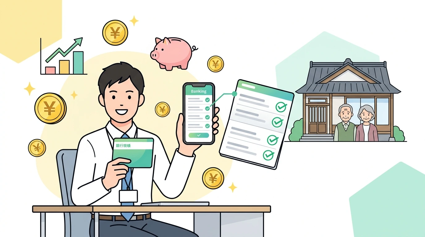 別居の親を扶養に入れるための「生計を一にする」証明方法。銀行振込履歴と仕送りの適正金額のイメージイラスト