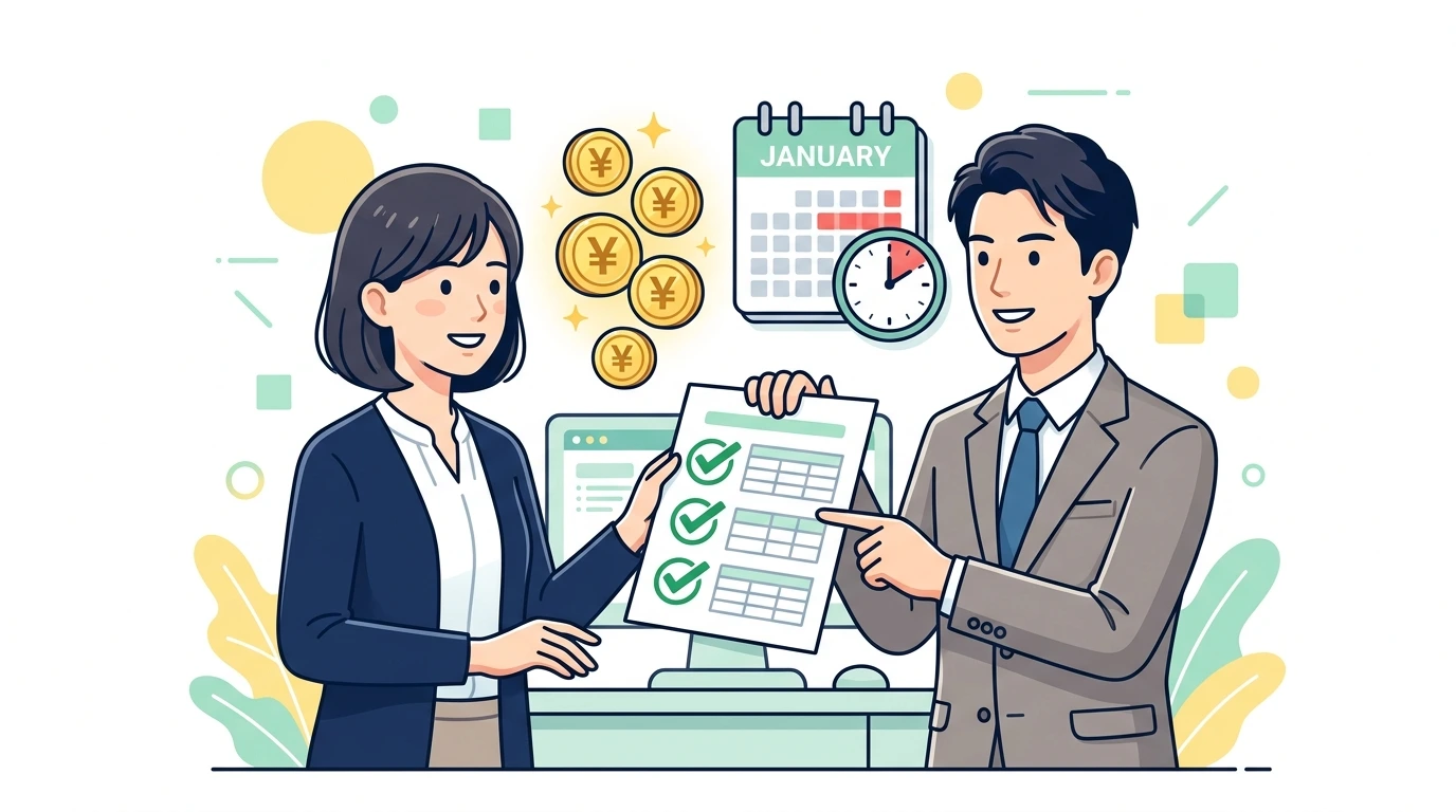 住宅ローン控除の年末残高証明書をなくした。再発行の頼み方と年末調整に間に合わないときの対応の計算・シミュレーションイメージイラスト