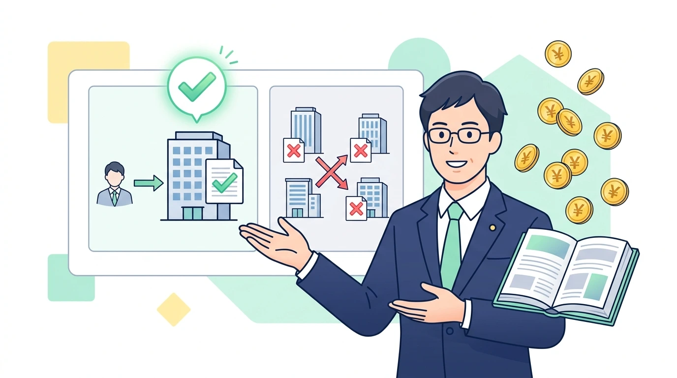 【Wワーク・アルバイト掛け持ち】年末調整は「メインの1社」でしかできない!甲欄・乙欄の源泉徴収税額表の違いの制度・手続きイメージイラスト