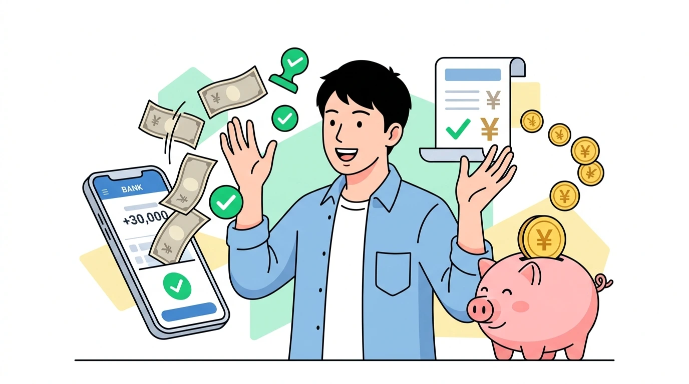 サブのバイト先（乙欄）で引かれた高い所得税を全額取り戻す「確定申告」のやり方のイメージイラスト