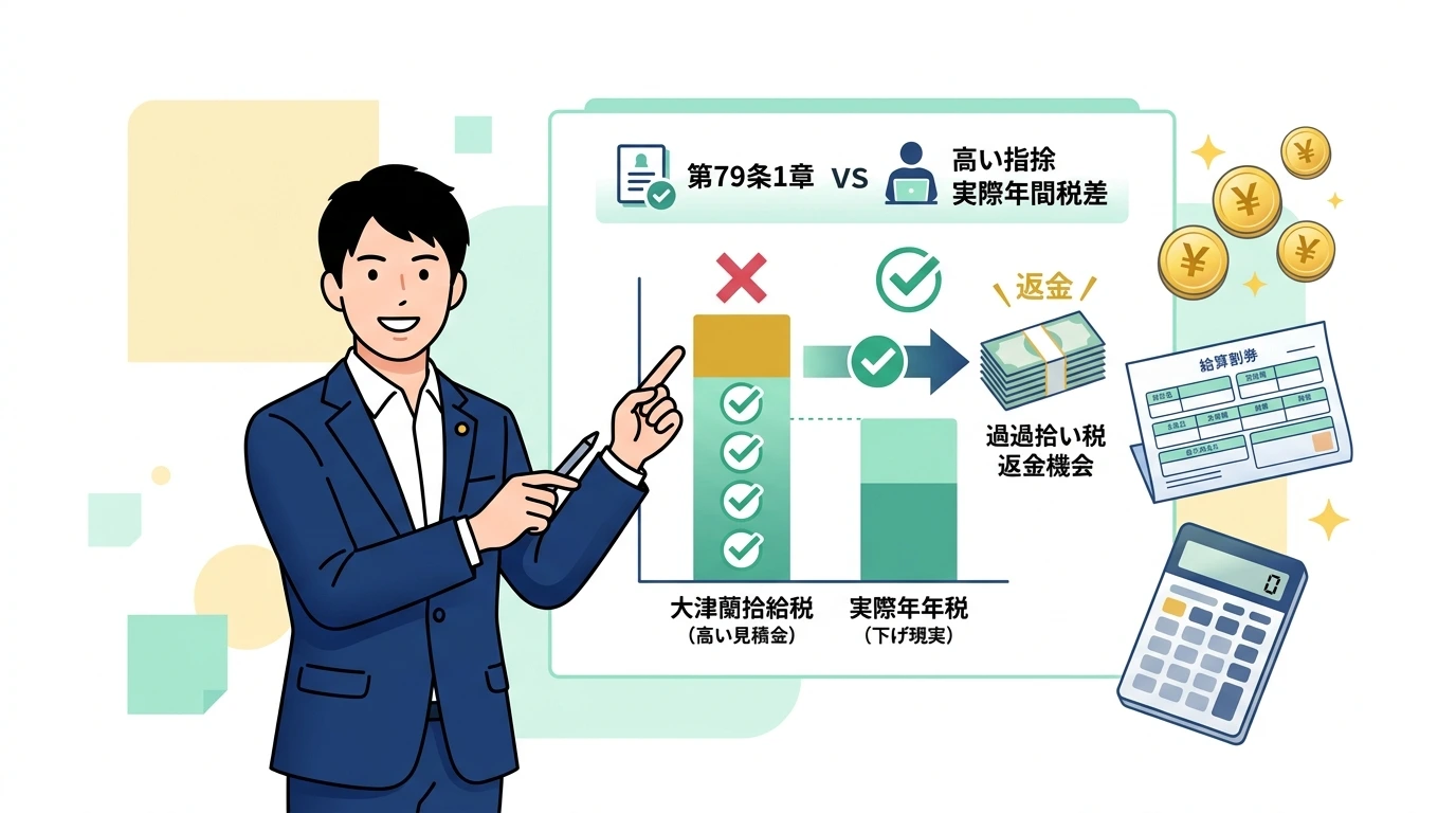 サブのバイト先(乙欄)で引かれた高い所得税を全額取り戻す「確定申告」のやり方の制度・手続きイメージイラスト