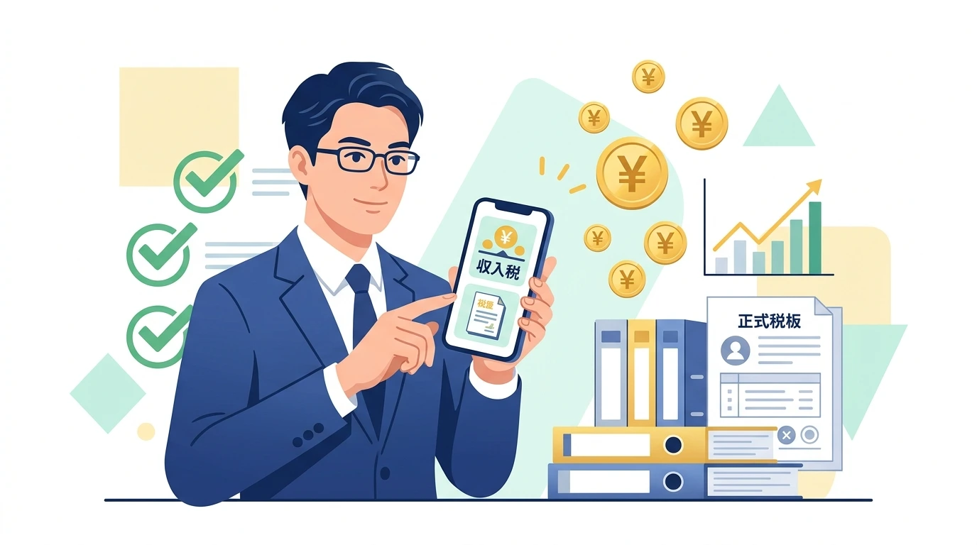 年収2,000万円を超える高所得サラリーマンはなぜ年末調整を受けられないのか？確定申告の義務と高所得者の税金のイメージイラスト