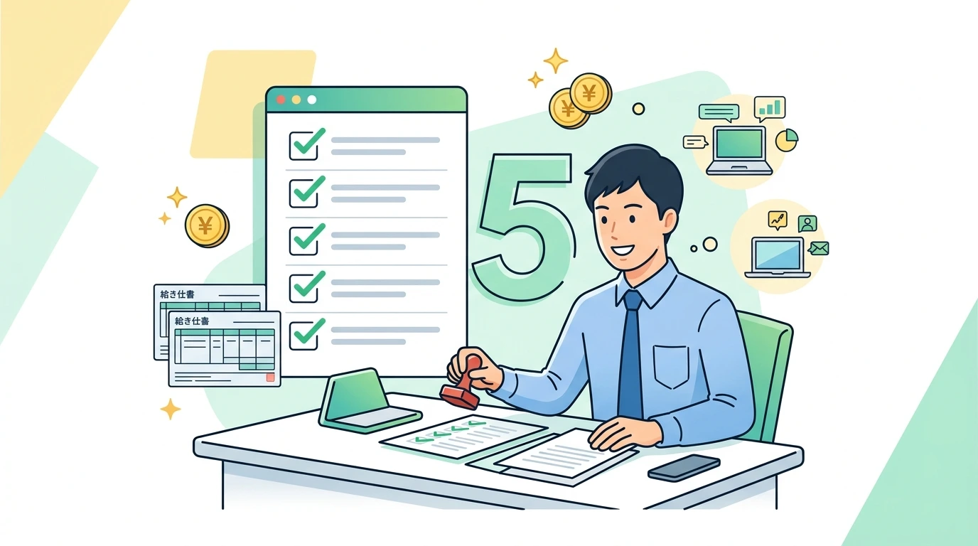 給与年収2,000万円以下の会社員でも確定申告が必要になる「5つのケース」のイメージイラスト