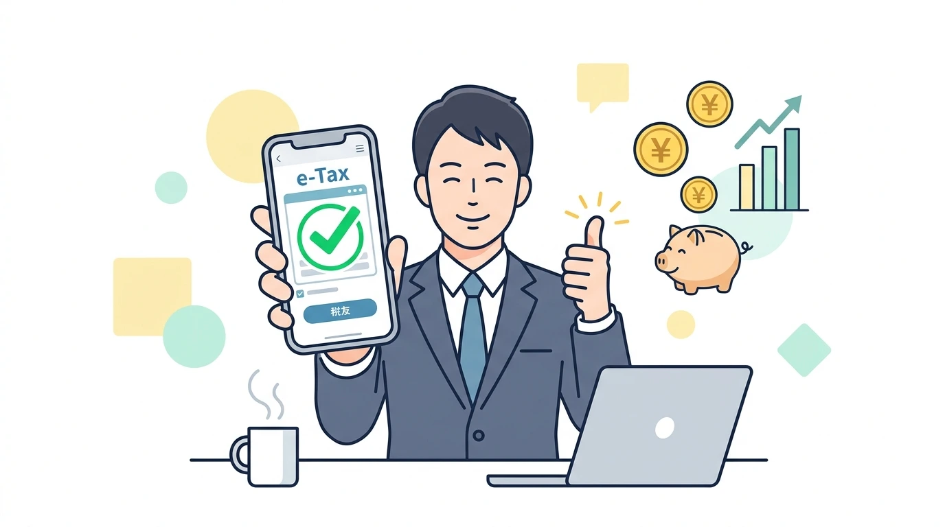 給与年収2,000万円以下の会社員でも確定申告が必要になる「5つのケース」の完了・申告イメージイラスト