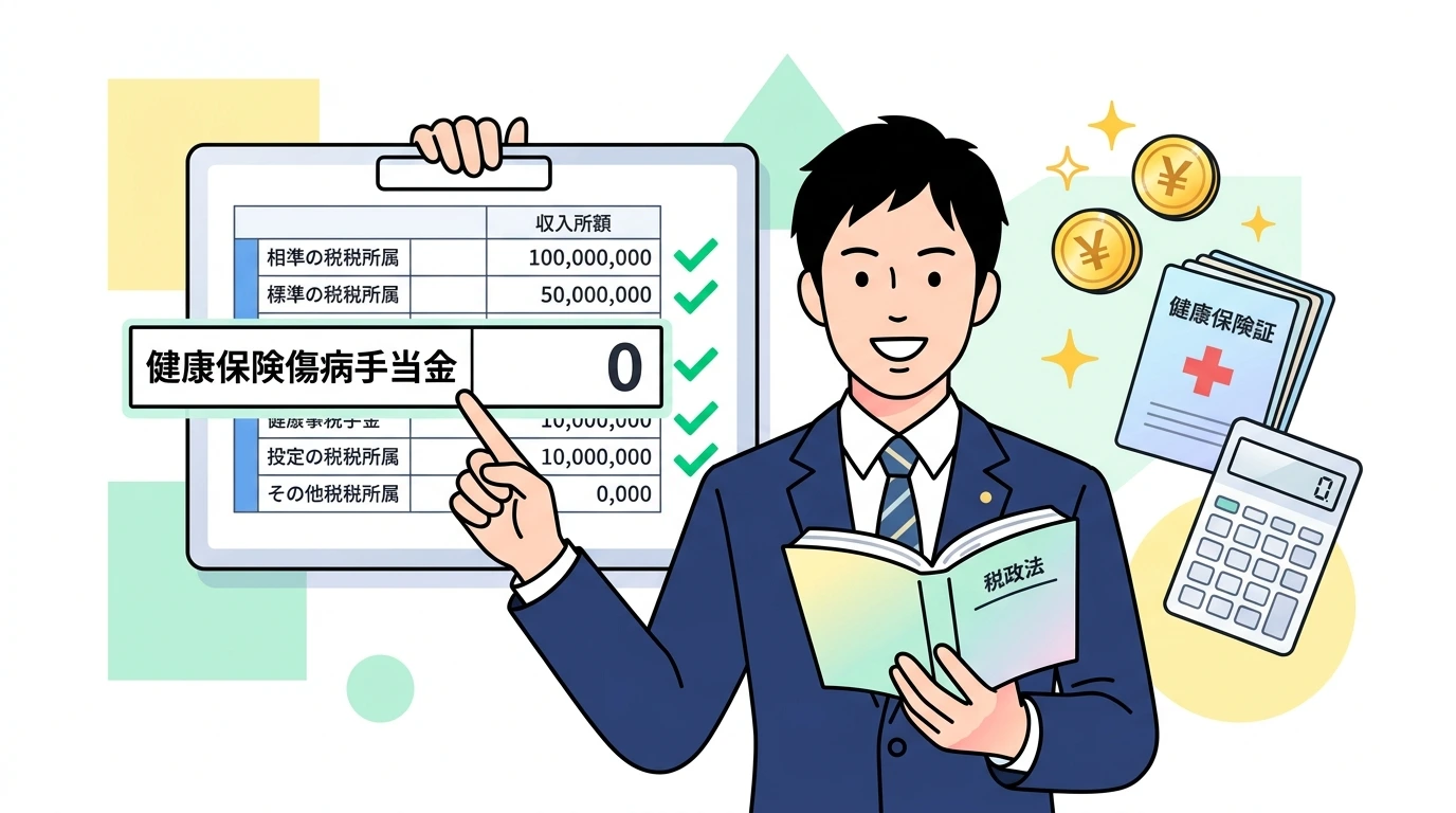 【休職中の年末調整】病気休職・メンタル休職中の給料ゼロの社員はどうなる?傷病手当金と住民税の納付の計算・シミュレーションイメージイラスト