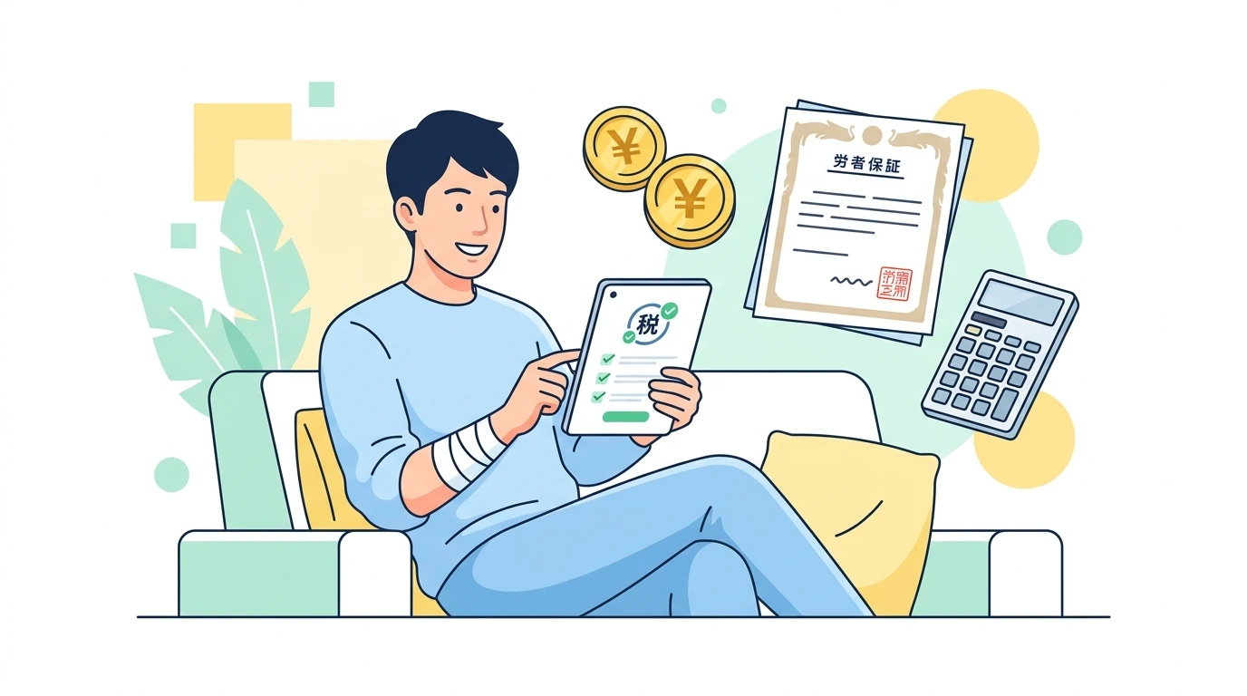 労災保険の休業補償給付・障害補償年金は非課税？根拠条文と年末調整での書き方のイメージイラスト