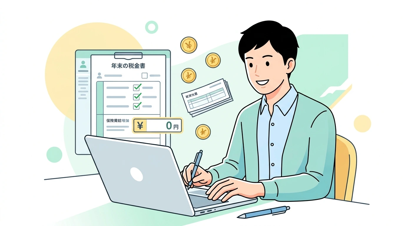 労災保険の休業補償給付・障害補償年金は非課税?根拠条文と年末調整での書き方の計算・シミュレーションイメージイラスト