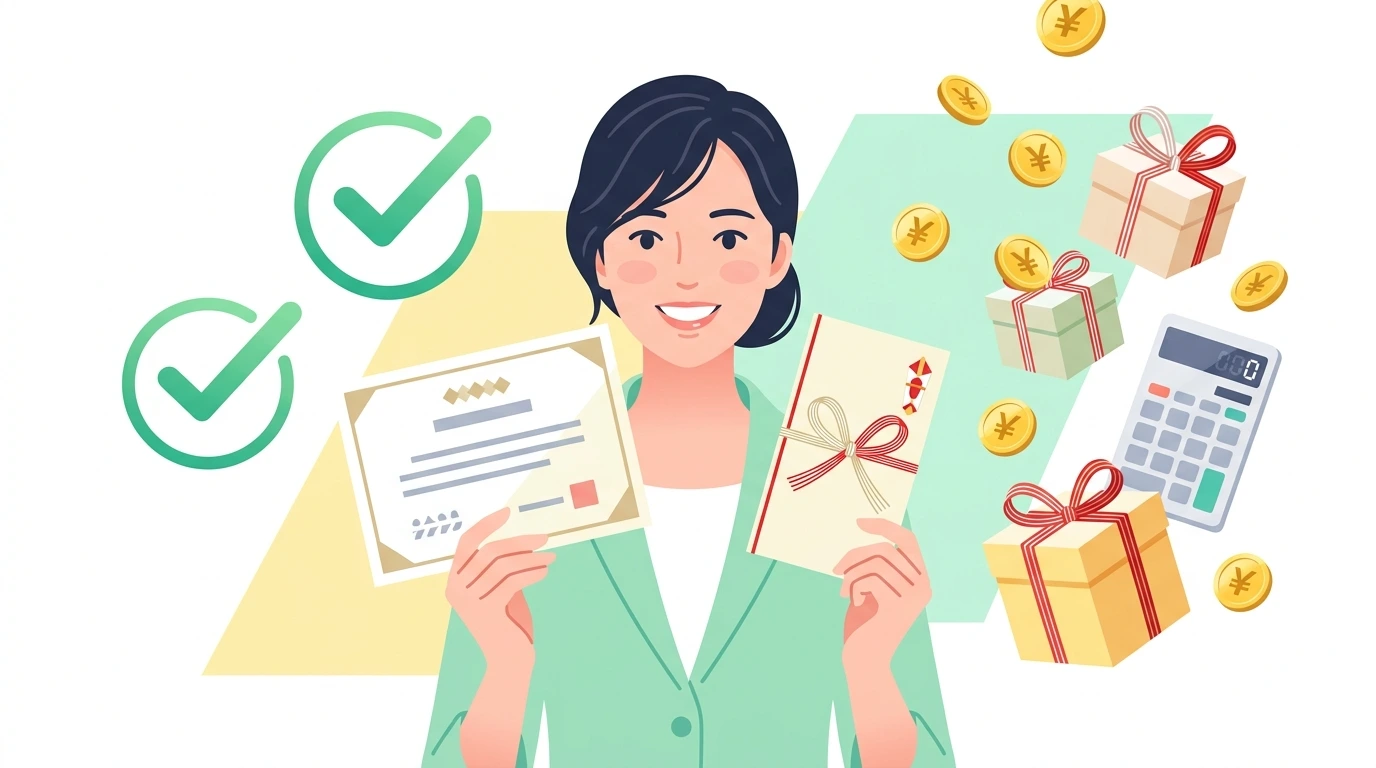会社からの結婚祝金・出産祝金・香典・見舞金・永年勤続表彰は年末調整でどう扱う？非課税と課税の分かれ目のイメージイラスト