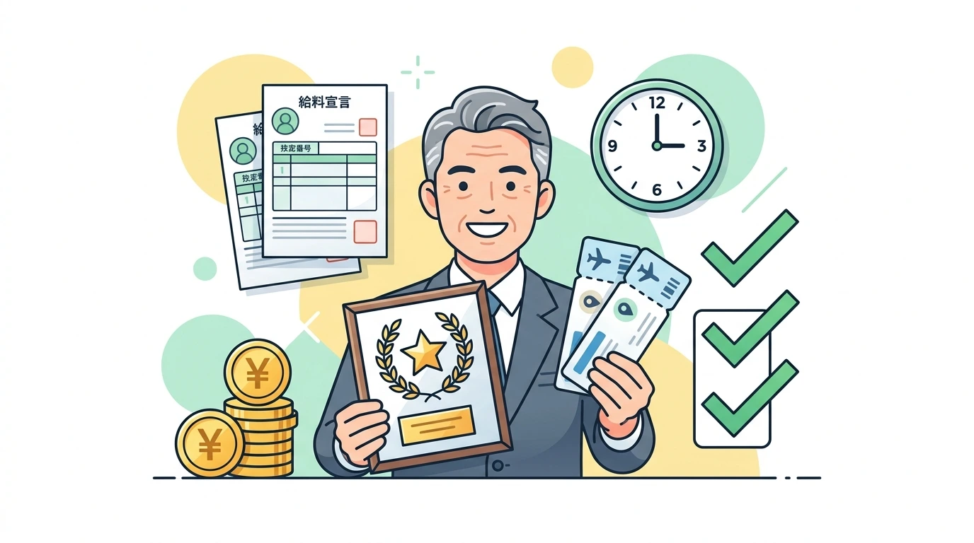 会社からの結婚祝金・出産祝金・香典・見舞金・永年勤続表彰は年末調整でどう扱う?非課税と課税の分かれ目の完了・申告イメージイラスト