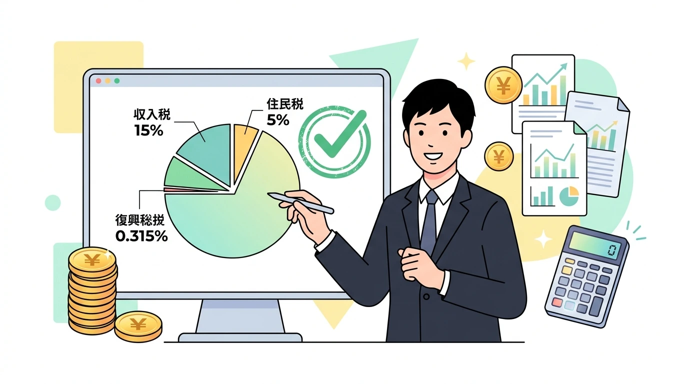 復興特別所得税（基準所得税額の2.1%）はいつまで続く？2027年開始の防衛特別所得税とあわせて仕組みを整理の計算・シミュレーションイメージイラスト
