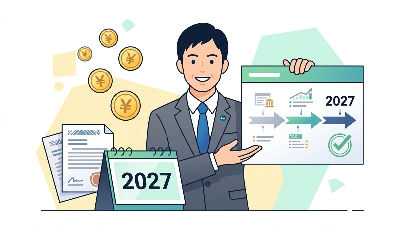 復興特別所得税（基準所得税額の2.1%）はいつまで続く？2027年開始の防衛特別所得税とあわせて仕組みを整理の完了・申告イメージイラスト