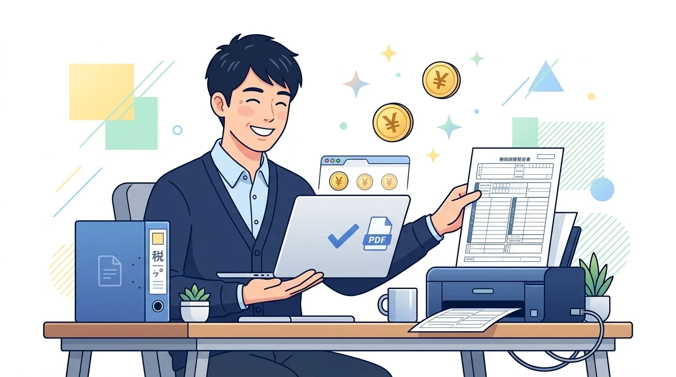 年末調整のマイナポータル連携で自動化される範囲【年調ソフト】の計算・シミュレーションイメージイラスト